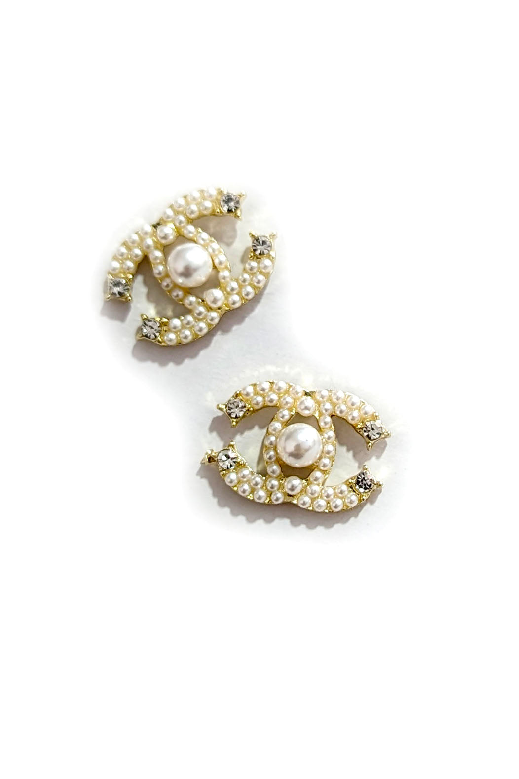 Gold 'C' Pearl Earrings