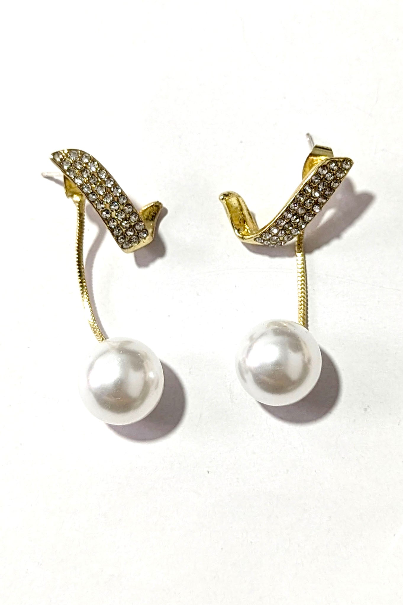 Gold Pearl Back Earrings