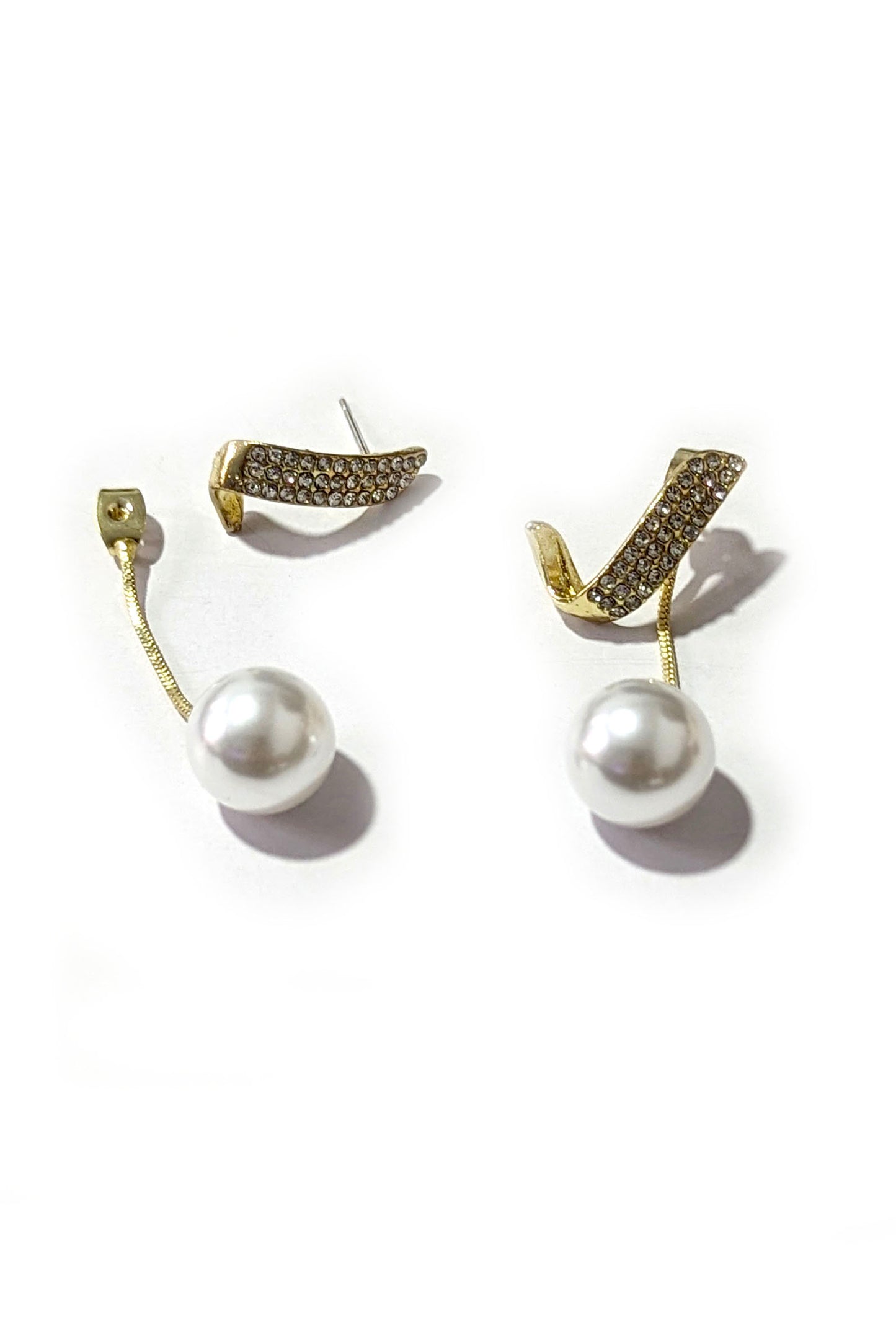 Gold Pearl Back Earrings