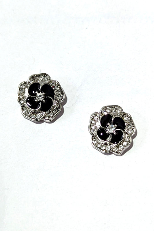 Black and Silver Floral Earrings