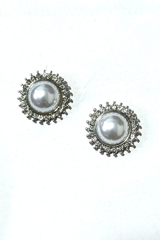 Silver Pearl Circular Studs