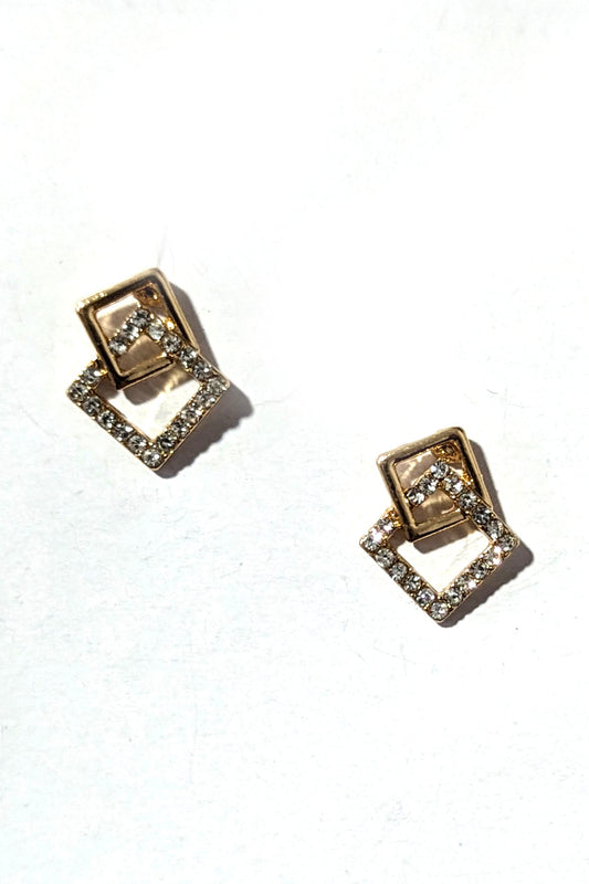 Gold Interlocking Square Earrings