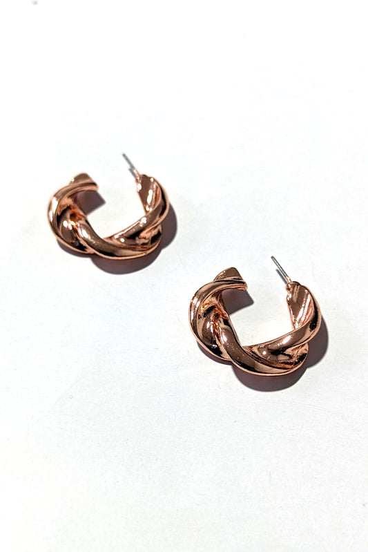 Rose Gold Small Twist Hoops