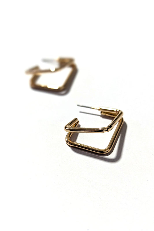 Gold Square Geometric Earrings